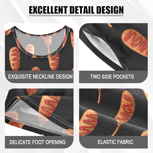 Corn Hot Dog Stick Pajama Set Pajamas Sleepwear Nightwear Loungewear Clothes Set B04047324