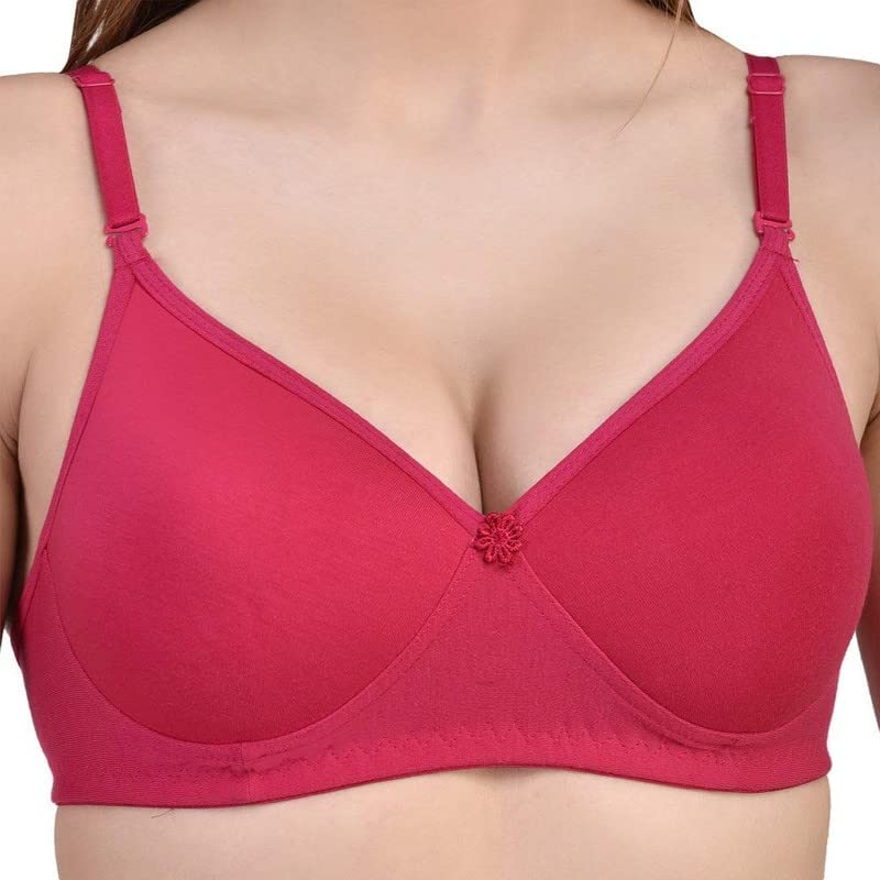 Image of QOXLYZ Women's Cotton Lightly Soft Full Cup Padded Non Wired T-Shirt Push-up Everyday Bra (Combo Pack 2)