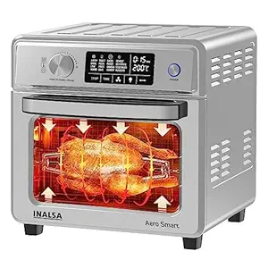 INALSA Air Fryer Oven Aero Smart With 23 L Capacity|1700 W-16 Preset Programs|| Digital Display and Touch Control | Rotisserie & Convection| 8 Accessories| Recipe Book|2 Year Warranty