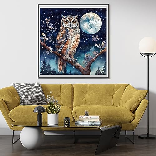 Image of Moohue Stamped Cross Stitch Kits for Adults Skull 14CT Pre Printed Cross Stitch Kits for Beginners (Owl 1)