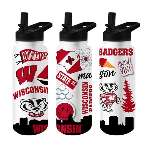 Image of Logo Brands NCAA Native 34 oz Quencher Water Bottle - | Local Icons Design | Double-Wall Insulated| Leak-Proof Lid & Built-In Straw