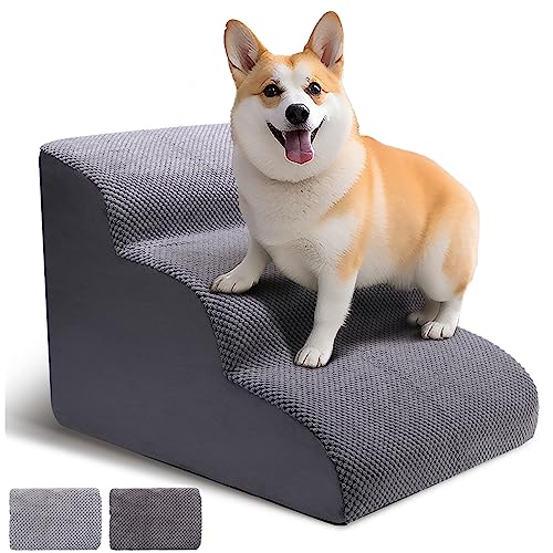 Ciwivoki Dog Stairs For Small Dogs, Sturdy Foam Dog Stairs For Couches Or Beds - 15.7" High Non-Slip Pet Stairs, Sofa Foam Puppy Stairs/Dog Ramps/Dog Steps With 2 Removable Washable Cover #TOP17