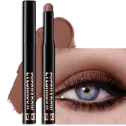 Wugbc Cream Matte Eyeshadow Stick, Mocha Brown Eye Shadow Waterproof Eyeliner Brightener Pencil Crayon Long-Lasting Eye Highlighter Makeup for Women Easy to Use High Pigmented