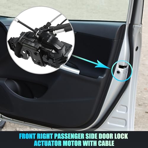 Image of X AUTOHAUX Replacement Front Right Passenger Side Power Door Lock Actuator Motor with Cable for Hyundai Sonata 2008-2010 Door Latch Actuator Assembly Replace No.813203K530 Black
