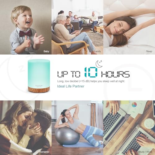 ASAKUKI 300ML Essential Oil Diffuser, Quiet 5-in-1 Premium Humidifier, Home Fragrance Aroma Diffuser with 7 LED Color Changing Light and Auto-Off Switch -Light Brown - Image 7