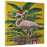 Lienzo decorativo para pared de cocina, diseño de piña tropical festiva, decoración de Navidad, color amarillo, para colgar en la pared, para el hogar, comedor, baño, cubículo, restaurante, 30,5 x