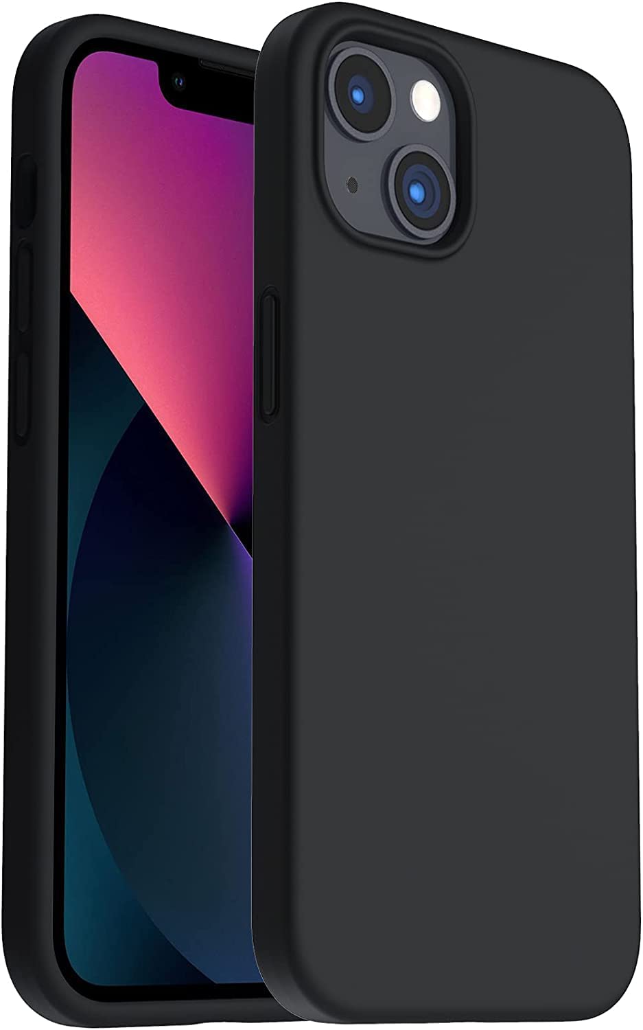 Zubitech Case for IPhone 14 Plus Soft Liquid Silicone Gel Case Full Body Shockproof Rubber Protection Matte Finish Cover Soft Microfiber Lining Cushion Slim Back Case for iPhone 14 Plus (Black)