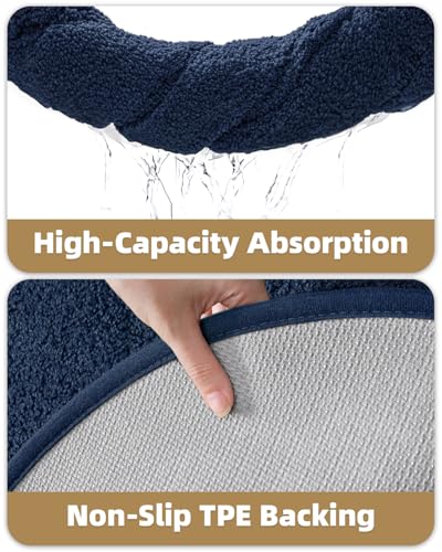 Image of Color&Geometry Oval Blue Bathroom Rugs 36x24, Extra Soft Absorbent Microfiber Bath Rugs, Non-Slip Bathroom mat, Washable Plush Bath Mats for Bathroom, Shower, Bathtub, Laundry, Blue