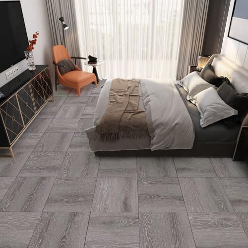 LDXDRU 40 Pack Self Adhesive Floor Tile, 30 x 30CM Grey Wood Pattern Peel and Stick Floor Tiles, Moisture-Proof Vinyl Flooring Stick On Floor Tiles for bathroom Kitchen Living Room and Bedroom - Image 5