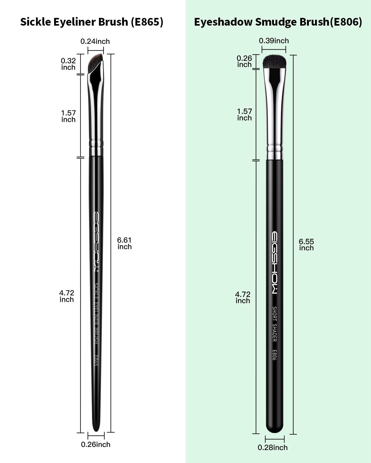 EIGSHOW Eyeliner Brush Eyeshadow Brush, Makeup Brush Set for Fine Angled Liner Eyeshadow Smudge Eyebrows, Black (E865&E806) - Image 2