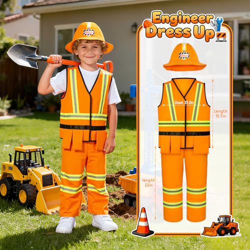 Disfraces para niños 4 sets astronauta, policía, bombero, ingeniero miniatura 5