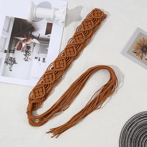 Women Decorative Waxed Rope Belt Fringed Belt Girl Dress Accessories Ethnic Waiststrap Female Waist Ornament3