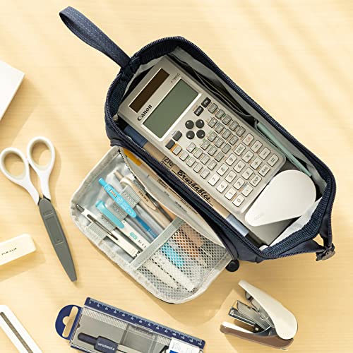 Image of HVOMO Pencil Case Large Capacity Pencil Pouch Handheld Pen Bag Cosmetic Gift for Office School Teen Girl Boy Men Women Adult (Navy)