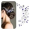 The Lord of the Tools Peigne à Cheveux en Perles de Cristal Bleu Saphir Perle Brosse à Cheveux Fleur Strass Peignes à Cheveux Accessoires de Cheveux de Mariage pour Femmes Filles Dame #1