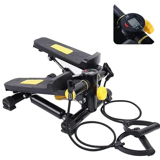 Mini Stepper com Alças Estabilizadoras, Monitor LCD e Regulagem de Carga – Simulador de Subida de Escadas para Pernas e Glúteos – Portátil e Silencioso