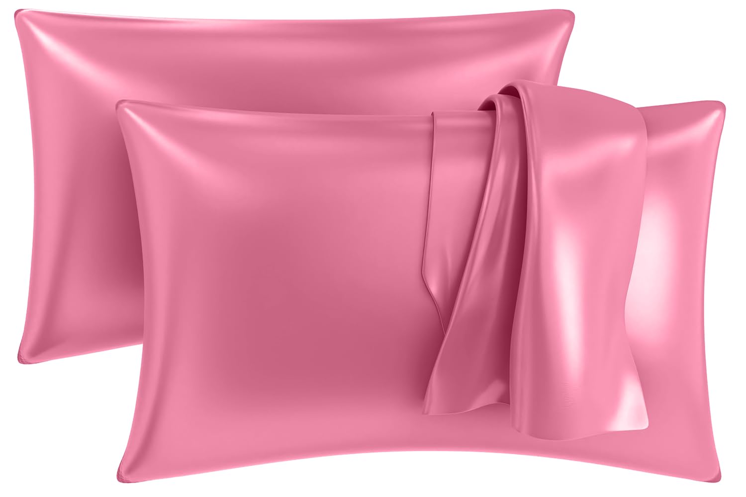 MY ARMOR Satin Pillow Covers for Hair | Anti-Frizz & Anti-Wrinkle Silk Pillow Cover for Hair & Skin | Gentle Cooling Fabric, 18x28 Inches | Zipper Closure | Pack of 2, Rose