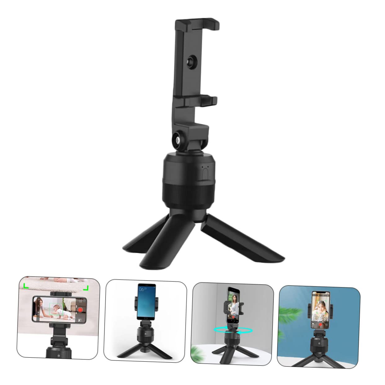 Uonlytech Soporte para Teléfono Inteligente Reconocimiento Facial y Trípode Giratorio Completo en Abs para Video y Seguimiento Automático