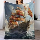 LTTTT Boot Decke, Flannel Tagesdecke Couchdecke Sesseldecke Wohndecke Vier Jahreszeiten Kuscheldecke Sofadecke 140×180cm