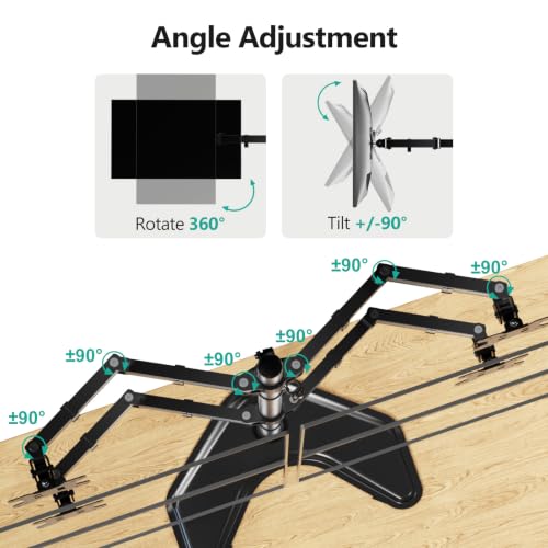 Image of WALI 4 Monitor Stand for 13-27 inch Computer Screens up to 17.6lbs,Adjustable Quad Monitor Mount, Free Standing 4 Monitor Mount Full Motion with Tilt, Rotation, VESA Mount 75 /100mm (MF004), Black