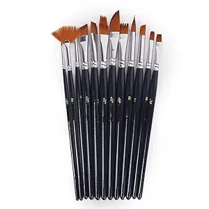 ECLET Art Brush Set for Artists, Painting Brushes Set of 12 Professional Round Pointed Tip Nylon Hair Artist Acrylic Paint Brush for Acrylic/Water Colour/Oil Painting Item 32