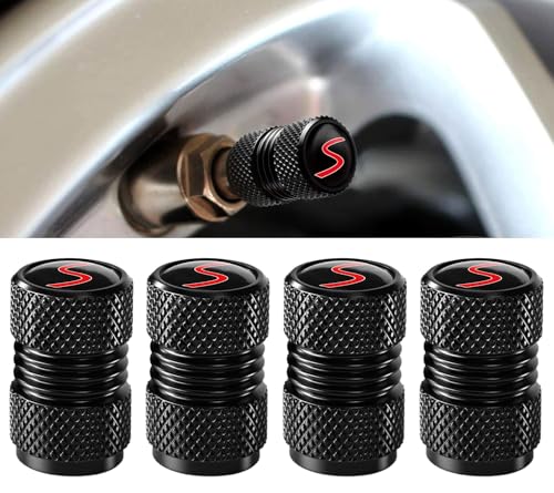 4-Piece Aluminum Tire Valve Stem Caps Compatible with Mini Cooper S Countryman S Clubman S,Car Wheel Valve Cover Accessories Set for Cars Trucks Motorcycles SUVs Bikes