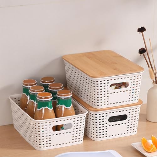 Paniers de rangement empilables avec couvercle pour optimiser un placard encombré - 4