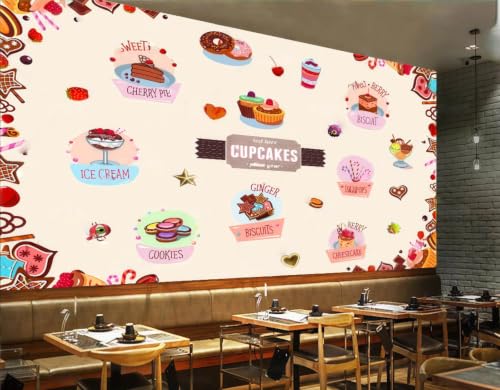 Papier peint dessin animé pâtisserie 3D 200x140cm mural pour salon - 2