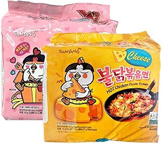 WaNaHong Samyang Hot Spicy Chicken Ramen Noodle Box (Carbonara 5 opakowań i ser 5 sztuk)