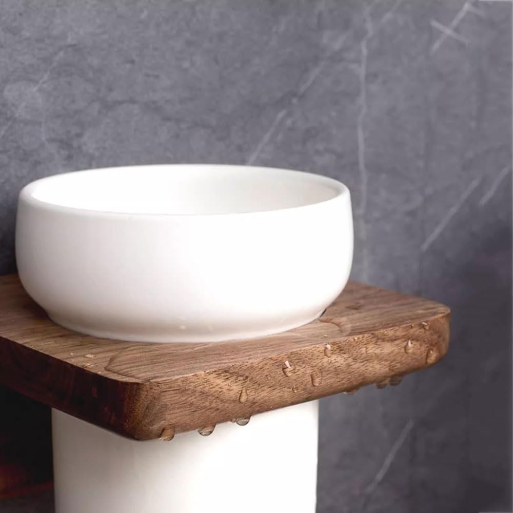 Cepillos de inodoro con cabeza redonda, soporte de pared de madera con plástico para suelo de inodoro