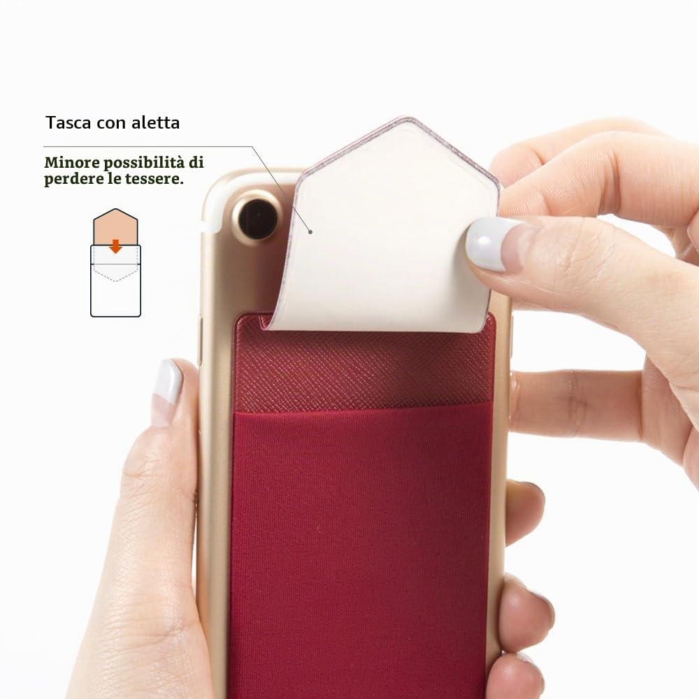 Sinjimoru Porta carte di credito, ultra sottile stick on Wallet iPhone & Android Smartphone Card Case, porta biglietti da visita, portafoglio per carte di credito, porta carte e clip per soldi, Sinji