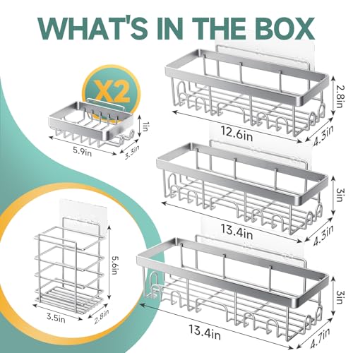 image for Veken Stainless Steel Shower Caddy 6-Pack,Heavy Weight Bearing,Large W