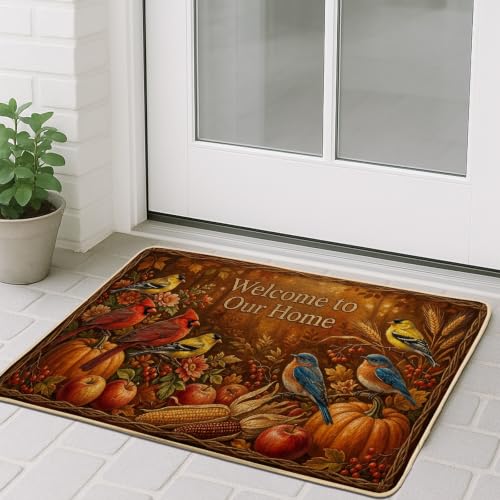 Paillasson rustique de qualité supérieure décor citrouilles et pommes