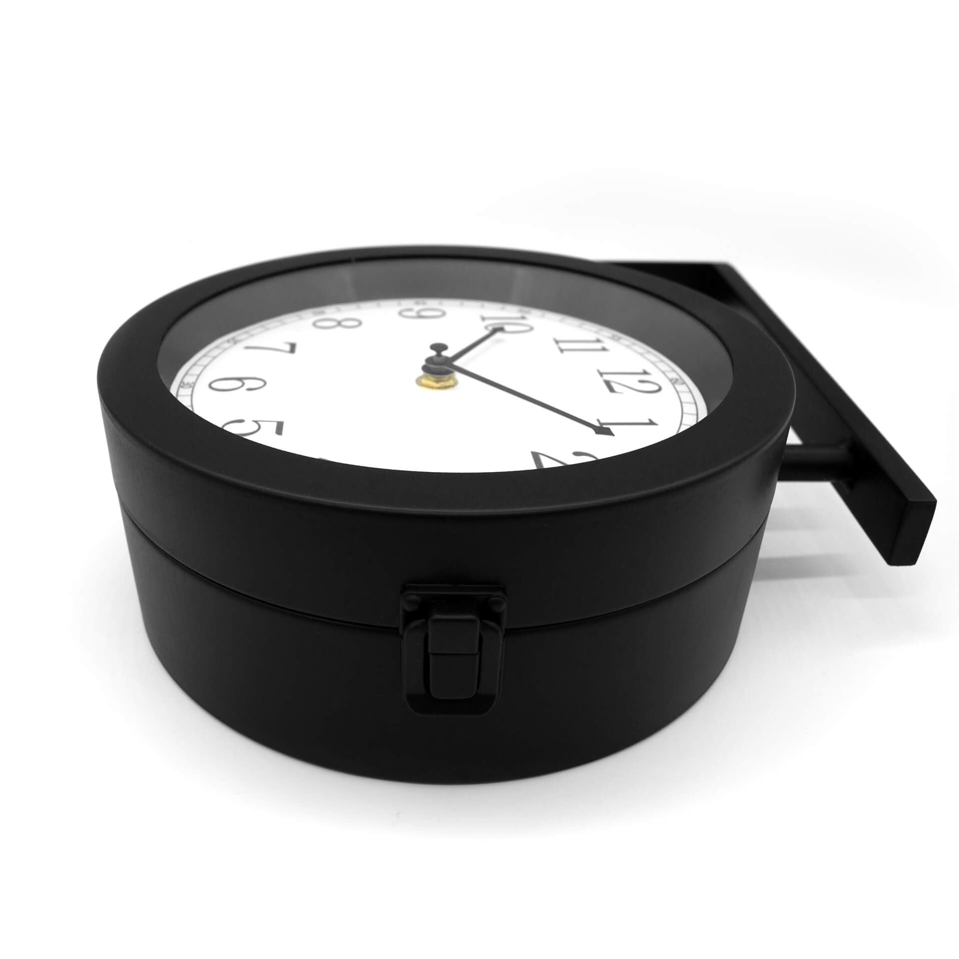 K&L Reloj de pared vintage metálico, sin tic-tac, 21 cm, doble cara, negro y blanco (aspecto steampunk, 28 x 25,3 cm)