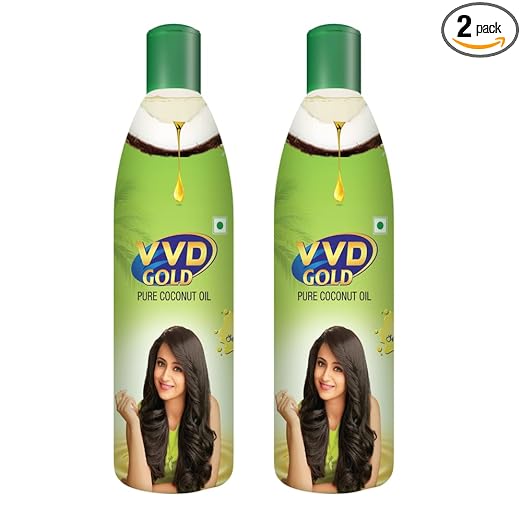 VVD Gold Pure Coconut Oil - 175ml Bottle (Pack of 2) | For nourishing Hair Care and Growth | Thengai Ennai | Velichenna | Naariyal Tel | Kobbari Nune | Tengina Enne (2)