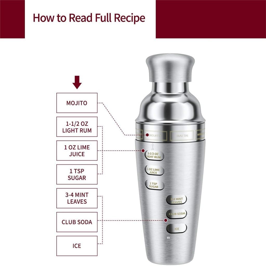 Stainless Steel Cocktail Bar Shaker Set 17 Piece Bar Home Mixing Tools