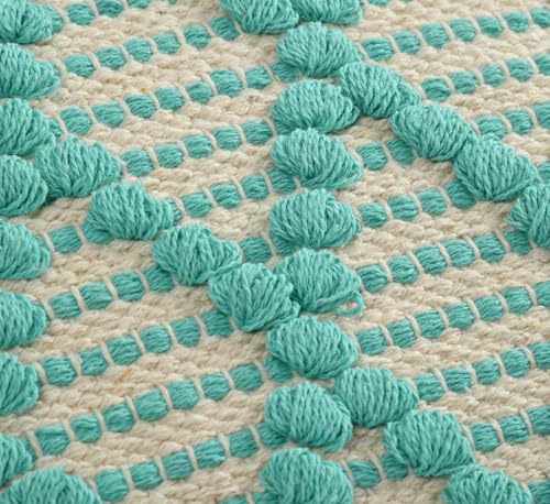 Image of TIB Premium Boho Decorative Throw Cushion Covers, 16 x 16 cm, Set of 2, Cotton. (Sky Blue Cross)-230 TC