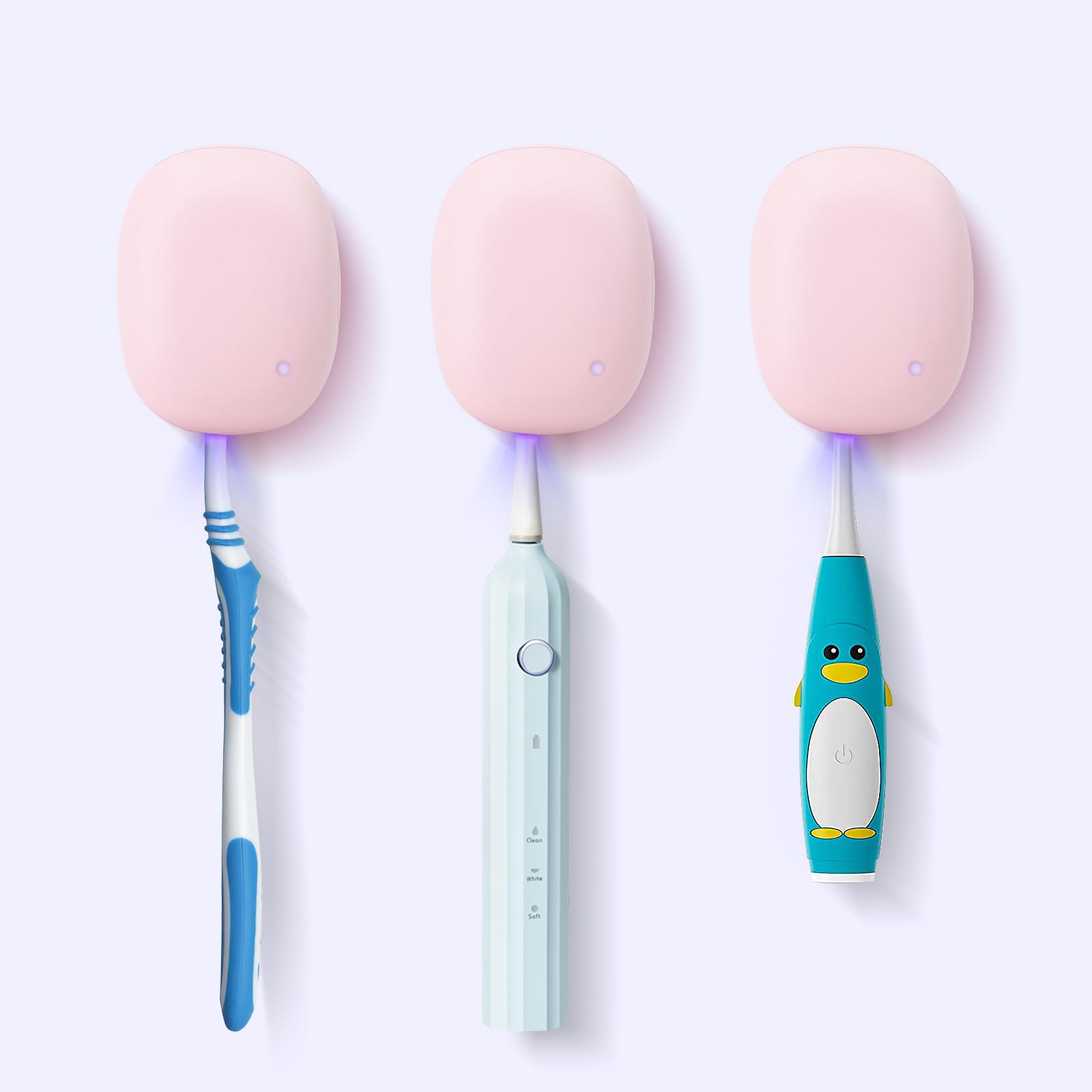 Custodia per spazzolino disinfettante UV, mini portaspazzolino portatile, sterilizzante, rosa, adatta a tutti gli spazzolini elettrici e manuali