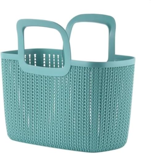 KOKUMON バスケット - 大容量 手提げ付き お風呂・シャワー・銭湯で活用 カゴ兼ランドリーバスケット 水切り機能 温泉ポーチ・スパバッグ・銭湯セットとして使用 買い物かごにも適 収納・小物入れ・化粧品入れ可能 おしゃれ 多機能 バス用品収納に最適