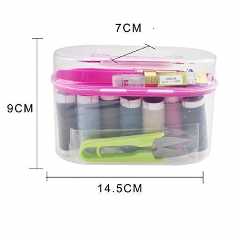 HEVIR Double Layer Portable Travel Sewing Kit Box with Color Needle Threads, Scissors, Pins - Compact Handwork Sewing Kit for On-The-Go Use - Practical All-Purpose Home Treasure Sewing Box 1