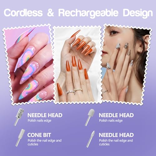 Elektrische Nagelbohrmaschine Nagelbohrer Elektrische Feile Nagelfeile Kit für Anfänger Acryl Gel Nägel Maniküre Pediküre Polieren Form Werkzeug mit 8 Bits Gelnägel und Heimsalon Gebrauch