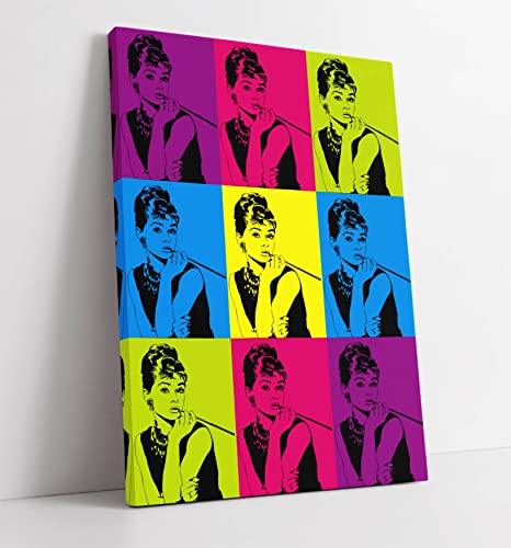 Impression sur toile Pop Art Audrey Hepburn - 20,3 cm de large x 30,5 cm de haut (cadre 30 mm)