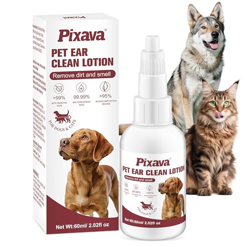 Pixava Dog Ear Infection Treatment Drops, Cat Ear Cleaner to Help Remove Debris &Smell for Cats & Dogs,Soothe and Relieve Itchiness
