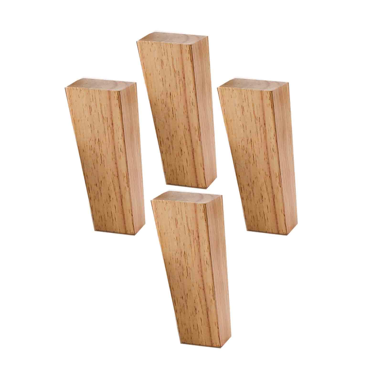 Pieds de meubles carrés en bois massif hauteur réglable 30 cm avec plaques et vis incluses