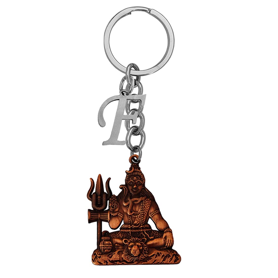 M Men Style Lord Shiv Shankar Mahadev Bholenath Initial Letter Alphabet - F Copper Zinc And Metal Keychain For Men And Women