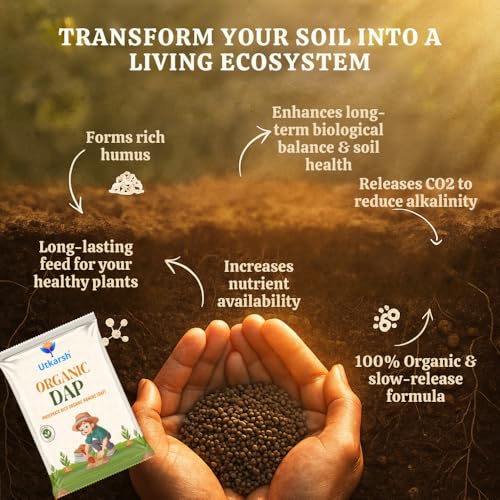 Image of Utkarsh Organic DAP Fertilizer for Plants, Home & Garden - 5 Kg Granules, 100% Water Soluble, Bio DAP Fertilizers & Manure for Plants Growth | Improves Flowering, Fruiting & Vegetables; Pack of 1