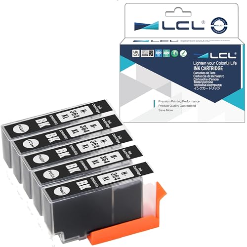 LCL 364XL 364XLBK CN684EE (5 Negro) Cartuchos de Tinta Compatible para HP Deskjet 3070A 3520 3522 Officejet 4620 Photosmart 5510 5511 5512 5515 5522 5524 5520 6510 6520 6525 6512 6515 B109n B010a