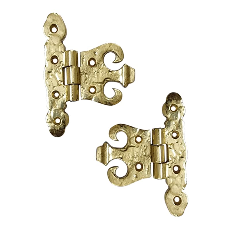 Adonai Hardware Addon Brass Vintage Heavy Duty Cabinet T Hinges (3" x 2 Pack, Polish Lacquered) for Barn Doors, Kitchen Cupboards, Wardrobes, Sheds, Windows, Wooden Box, Chest and Trunks