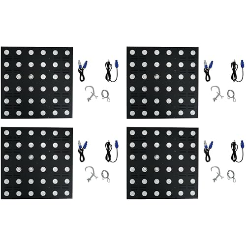(4) Rockville Stage Matrix 36 RGB 6x6 Tri-Colored Matrix Blinder Light DJ/Stage/Band