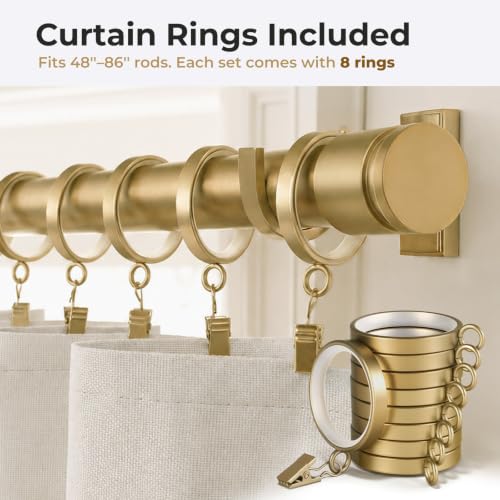 Houmiggle 1 ¼” Heavy Duty Adjustable Curtain Rod, 4-7ft, Brushed Gold by Houmiggle - Used condition - Image 2
