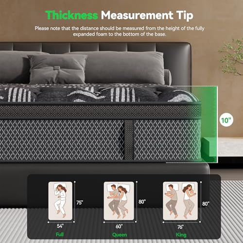 Image of 10 Inch King Mattress, Hybrid Mattresses in a Box with Pocket Springs & Gel Memory Foam, Medium Firm Breathable Mattress with Edge Support & Motion Isolation, CertiPUR-US Certified